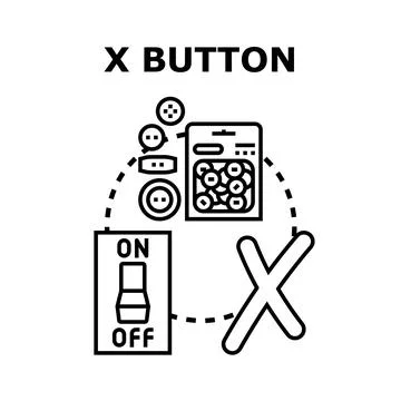 X button concept with various control elements Stockillustratie