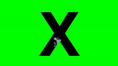 "X" Chromakey Green Screen Animated Fire Snow Water Explosion Lettering Stock Footage 132855