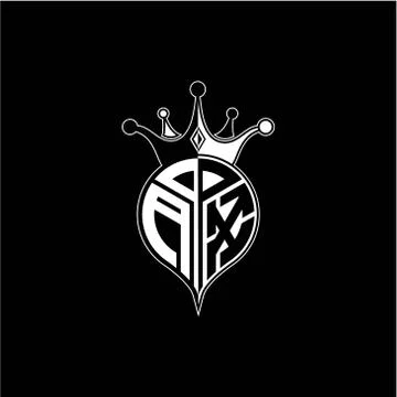 A X circle monogram logo emblem style with clown crown shape vector decoratio Illustrazione stock