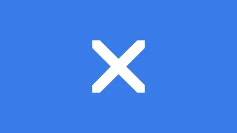 X cross mark shape icon white color animation on blue background Stock Footage 279302168