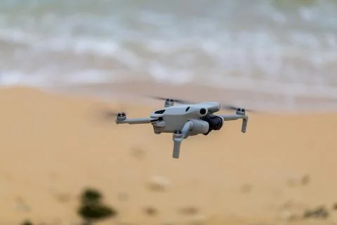 X-default Camera Drone Hovering Over an Okinawa Beach Stock Photos