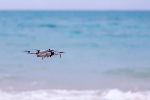 X-default Camera Drone Hovering Over an Okinawa Beach Stock Photos