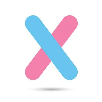 X font vector with blue and pink color on White background, Futuristic font,  Stock Illustration