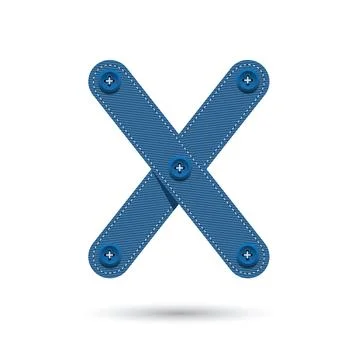 X font vector with blue Jeans on White background, Futuristic font, Cosmic, V Stock Illustration