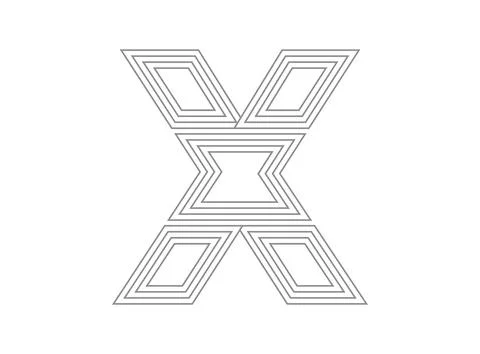 X font vector.  Condensed thin, Parallel stylize line letter. Thin monochrome Stock Illustration