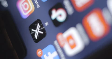 X formerly twitter app close up on smartphone, vertical view Stock Footage 255683585