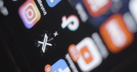 X formerly twitter app close up on smartphone, vertical view Video stock 255683639