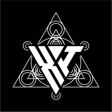 X I Monogram letter logo with triangle shape design template with sacred geom Stock Illustration