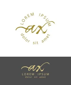 A X. Initials Monogram Logo Design. Dry Brush Calligraphy Artwork Stock Illustration