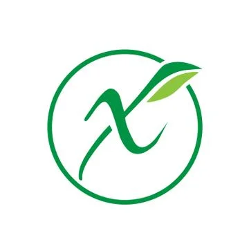 X letter with leaf illustration Stock Illustration