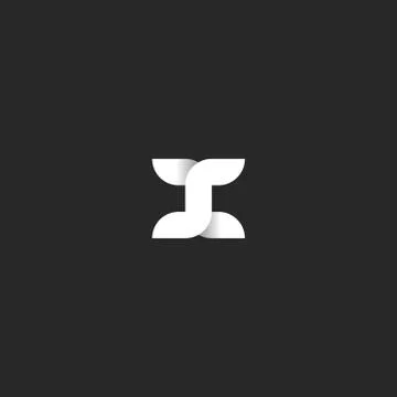 X letter logo intersection of bolder line widths overlay shadows, white-black Stock Illustration