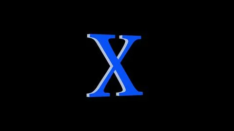 X letter logo loopable rotated blue color black background Illustrazione stock