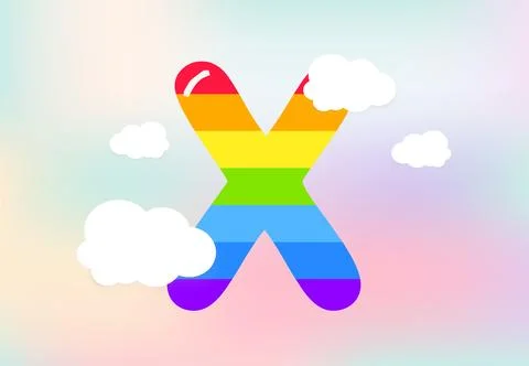 X Letter Rainbow patterns design, abstract rainbow letter for kids, love, f.. Stock Illustration