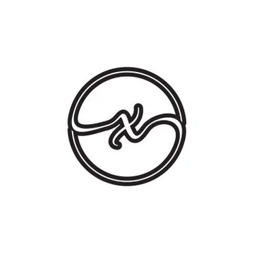 X letter script circle logo design vector Illustrazione stock