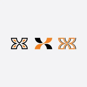 X letter set vector logo orange black icons Illustrazione stock