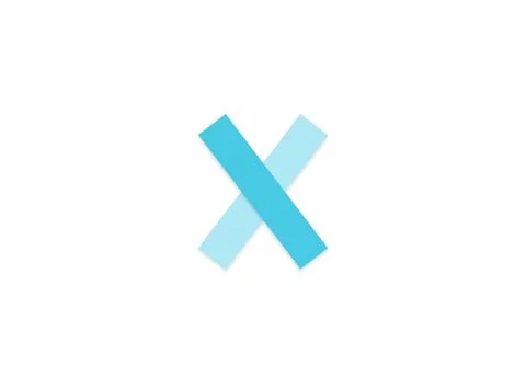 X letter, vector logo, paper cut desing font made of blue color tones .Isolat Stock Illustration