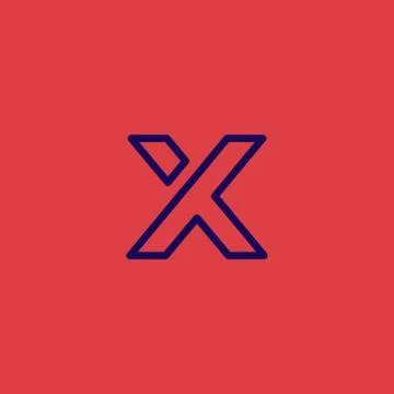 X logo initials, line art outline style Stock Illustration