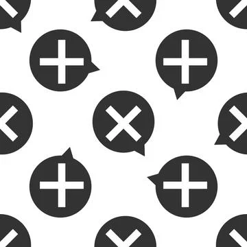 X Mark, Cross in circle icon seamless pattern on white background. Check cross Illustrazione stock