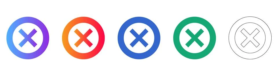 X Mark Error Symbol Icon Set Stock Illustration