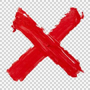 X mark painted from red lipstick Stock Photos