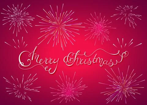 X-Mas Card, Firework and Lettering Stock Illustration