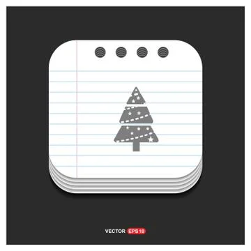X-Mas Tree Icon Gray icon on Notepad Style template Vector EPS 10 Free Icon Illustrazione stock