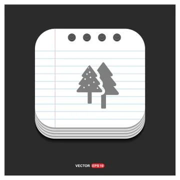 X-Mas Tree Icon Gray icon on Notepad Style template Vector EPS 10 Free Icon Stock Illustration