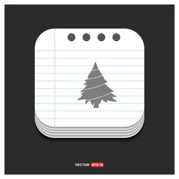 X-Mas Tree Icon Gray icon on Notepad Style template Vector EPS 10 Free Icon 스톡 일러스트