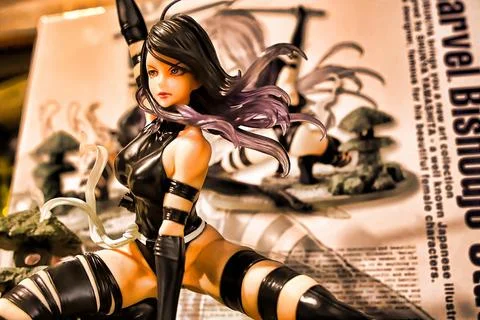 The X-Men MARVEL COMIC character Psylocke 스톡 사진