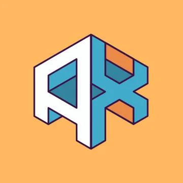 A X  monogram lettering with perspective geometric concept Stock Illustration