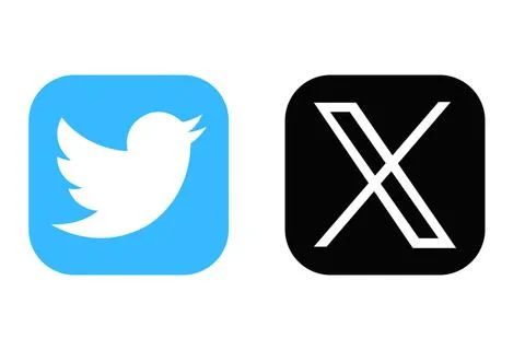 X New Twitter icon. Twitter rebrand little bird to X letter symbol. Twitter.. Stock Illustration