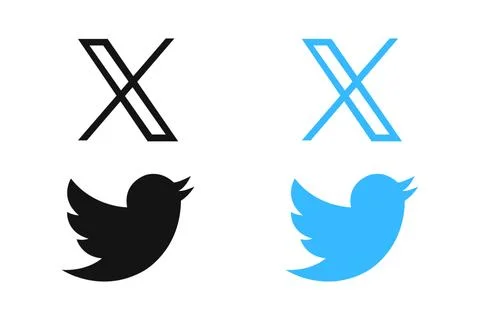 X New Twitter icon. Twitter rebrand little bird to X letter symbol. Twitter.. Stock Illustration