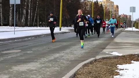 X Novosibirsk Spring Half Marathon. Stock Footage 307102017