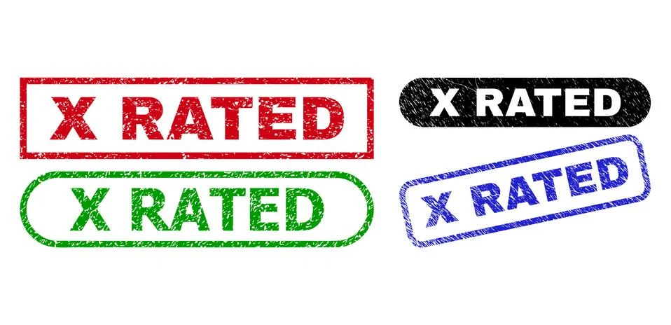 X RATED Rectangle Seals Using Corroded Style Stock Illustration