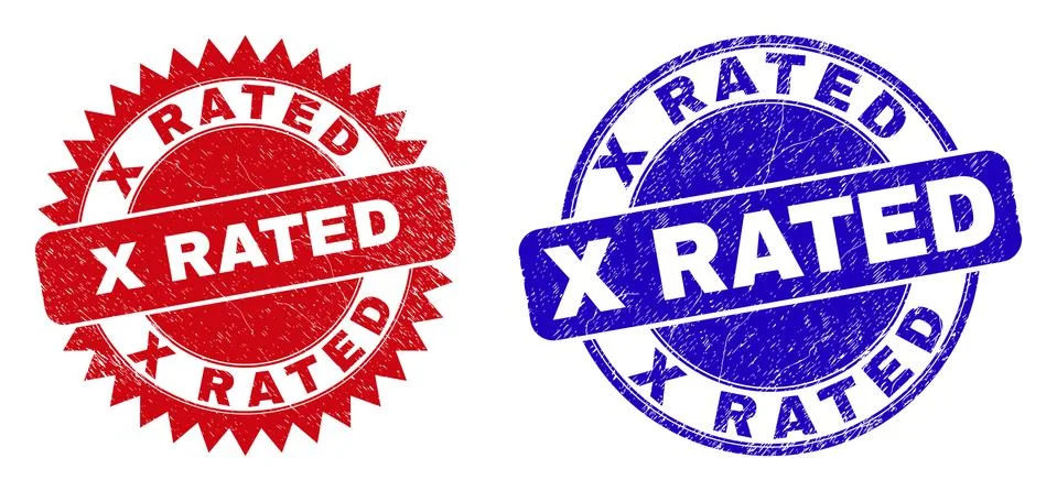 X RATED Rounded and Rosette Watermarks with Scratched Surface Stock Illustration