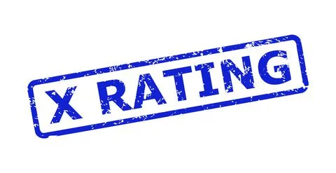 X RATING Seal with Corroded Surface and Rounded Rectangle Frame Stock Illustration