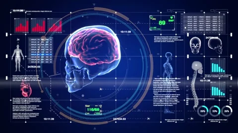 X ray animation video of Skull Brain Bone Body Organ with medical information di 動画素材 270957589