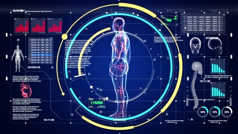 X ray animation video of Skull Brain Bone Body Organ with medical information di 動画素材 270957635