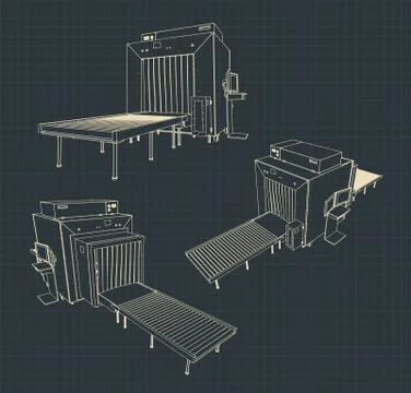 X-Ray Baggage Scanner blueprints Stock Illustration