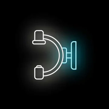 X ray c arm scanning and diagnostic imaging neon icon Stock Illustration