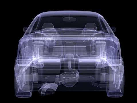 X-ray of car model on black Illustrazione stock