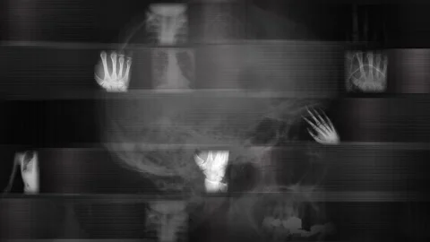 X ray Composite of Skull Highlighting Medical Body Imaging Stock Footage 309243817