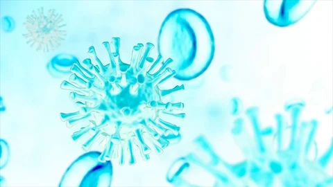 X Ray Coronavirus / Covid-19 3D animation. Group Of Viruses and blood cells 4K Stock Footage 129730824