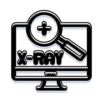 X ray digital analysis on computer monitor screen イラスト素材