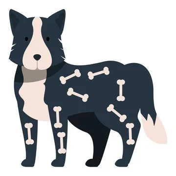 X ray dog showing bones inside body, veterinary concept Illustrazione stock