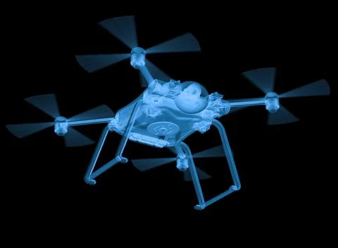 X ray drone isolated on black Stock Photos