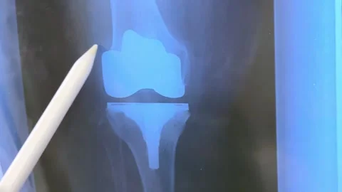 X-ray of the endoprosthesis knee joint after surgery Stock Footage 279576675