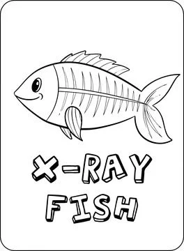 X-Ray Fish ABC Animal Colouring Page Stock Illustration