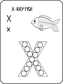 X-Ray Fish abc animals dot markers activity Pages Stock-Illustration
