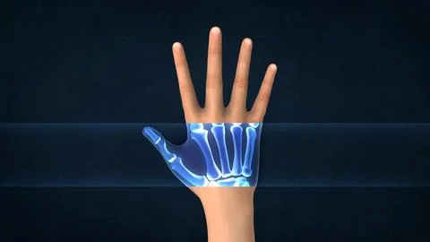 An X-ray of a human hand Stock Illustration